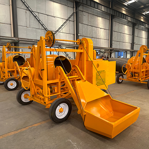 500L Wire Rope Hoisting Forced Action Mixer Diesel Cement Concrete Mixer for Exporting